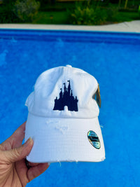 Thumbnail for White Hat with Embroidered Navy Castle