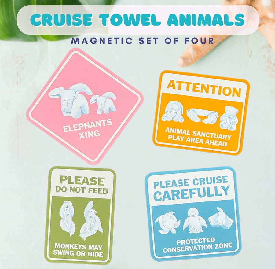 Set of 4 WARNING Cruise Animal  Door Magnets