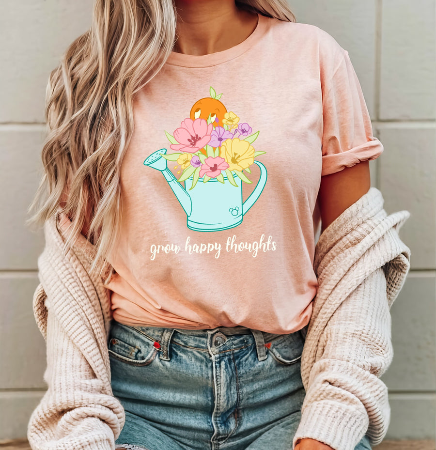 Heather Peach Grow Happy Thoughts Tee