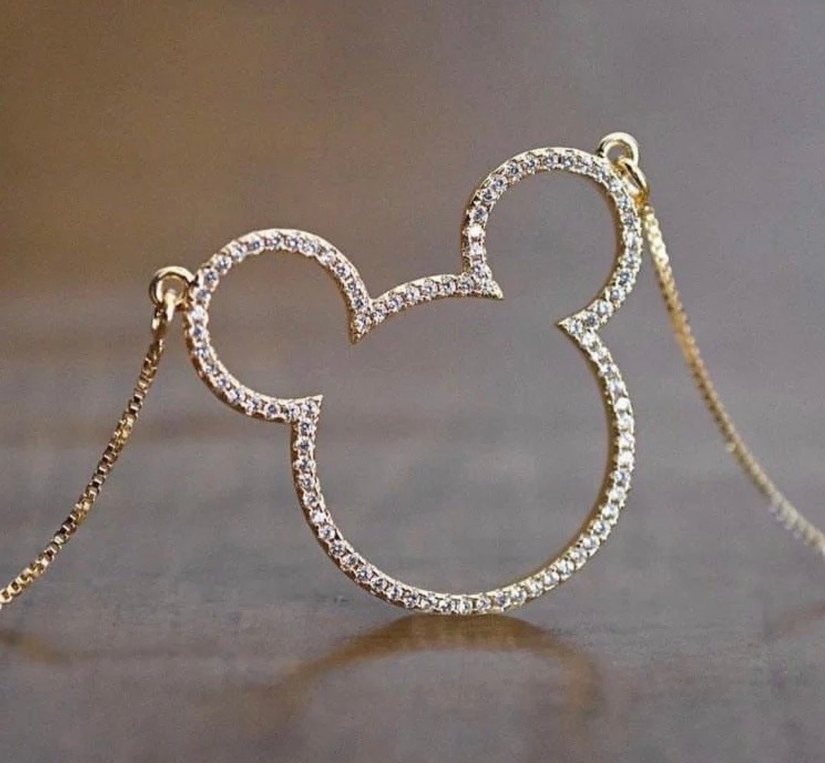 Mouse Head Necklace with Swarovski Crystals