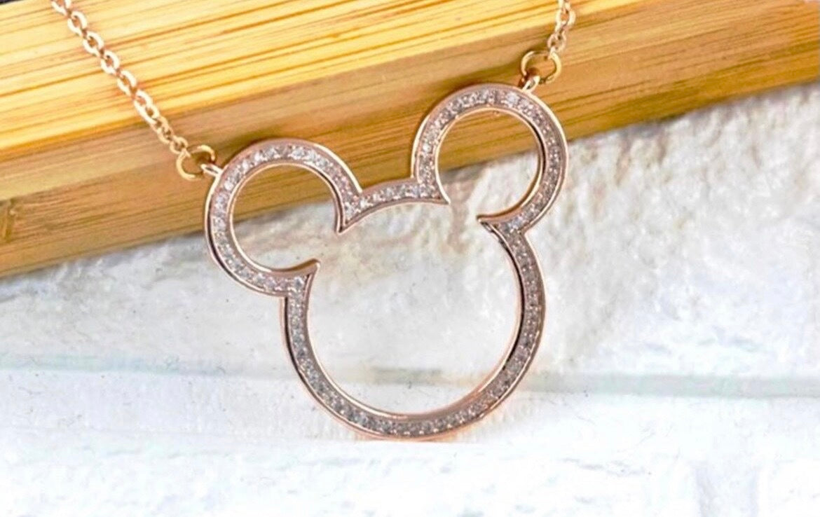 Mouse Head Necklace with Swarovski Crystals