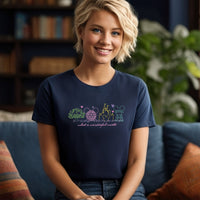 Thumbnail for Navy What A Wonderful World Embroidered Tee  (Pre-Order)
