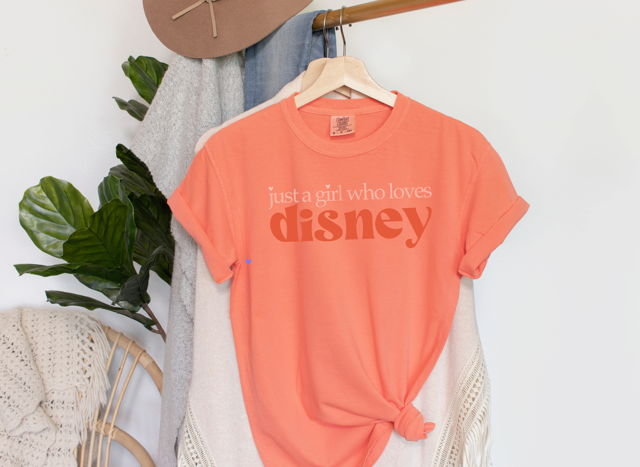 Bright Salmon Just A Girl Who Loves Disney Tee