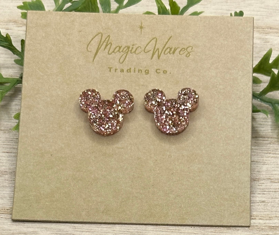 Stud Rose Gold Glitter Earrings