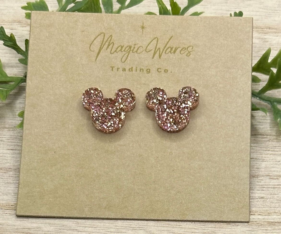 Stud Rose Gold Glitter Earrings