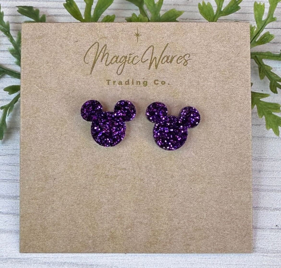 Stud Purple Glitter Earrings (Pre-Order)