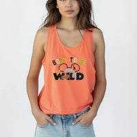 Thumbnail for Tank Top -  Terracotta Embroidered Born To Be Wild