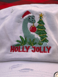 Thumbnail for White Embroidered Regular Holly Jolly Hat (Pre-Order)