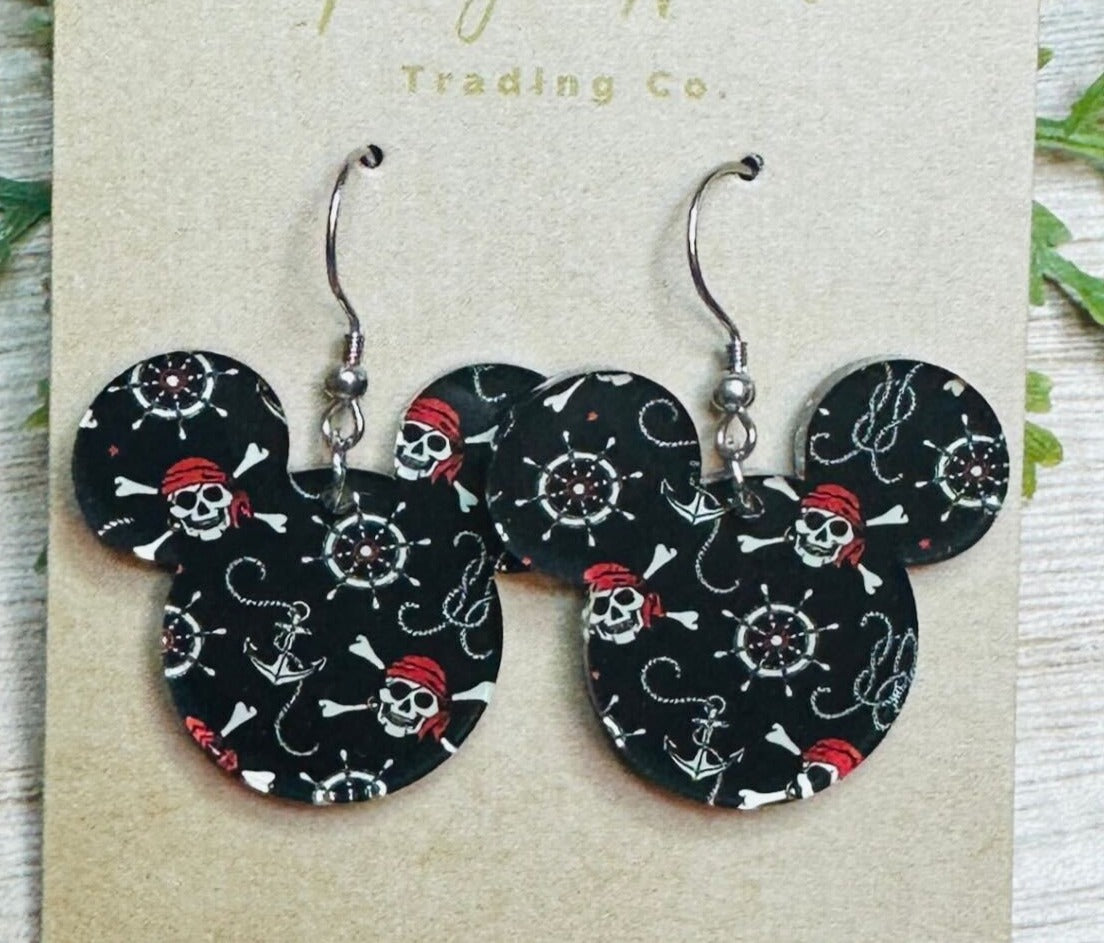 Pirate Mouse Dangle Earrings  (Pre-Order)