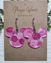 Thumbnail for Pink Roses Dangle Earrings