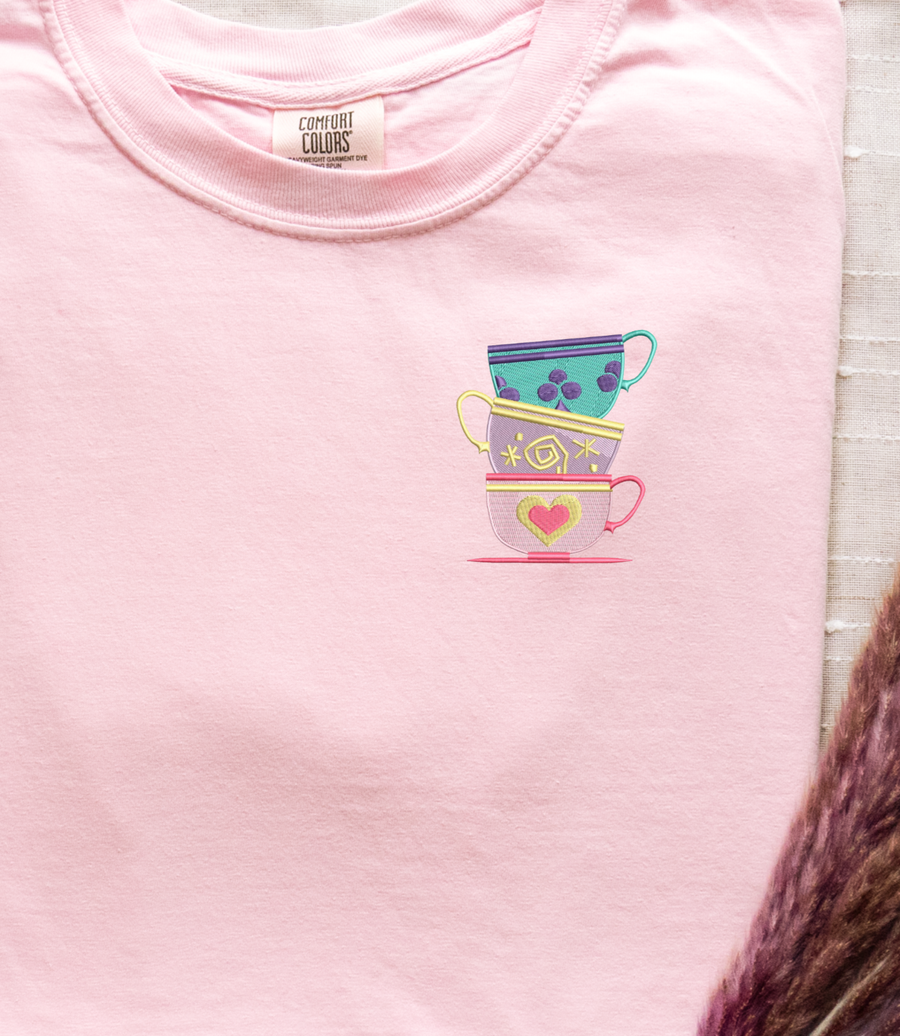 Embroidered Teacups Blossom Tee (Pre-Order)