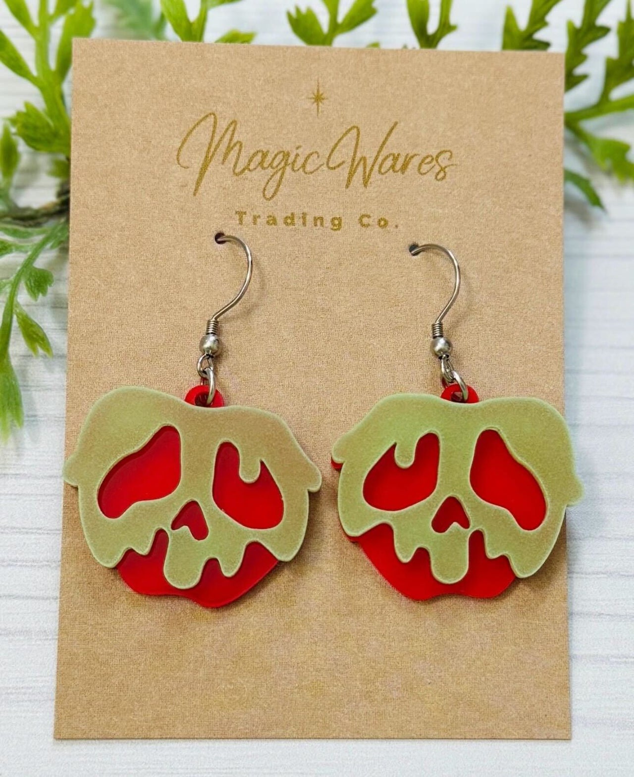 Glow in the Dark Poison Apple Dangle Earrings (Pre-Order)