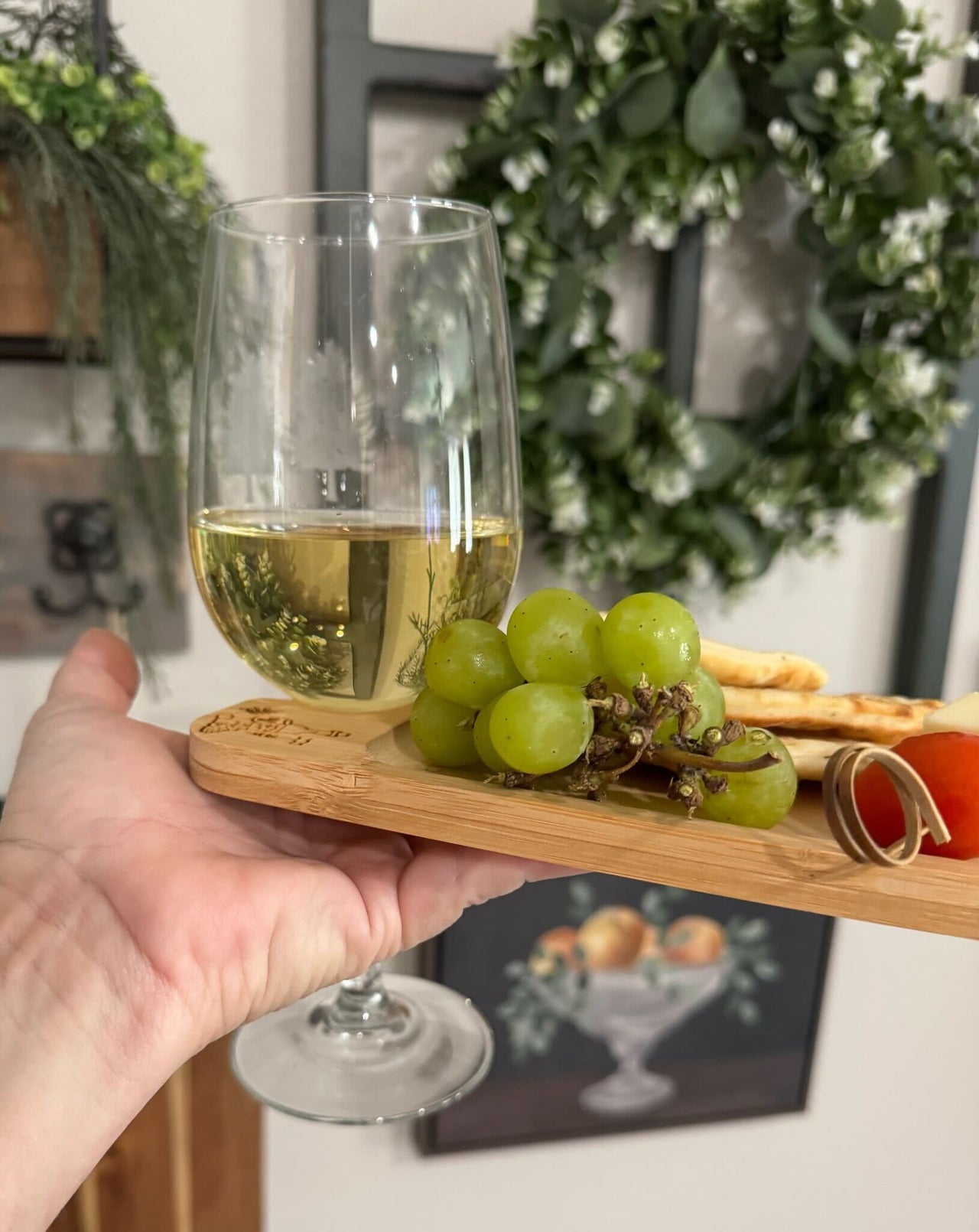 Single Snack Board with Wine Holder
