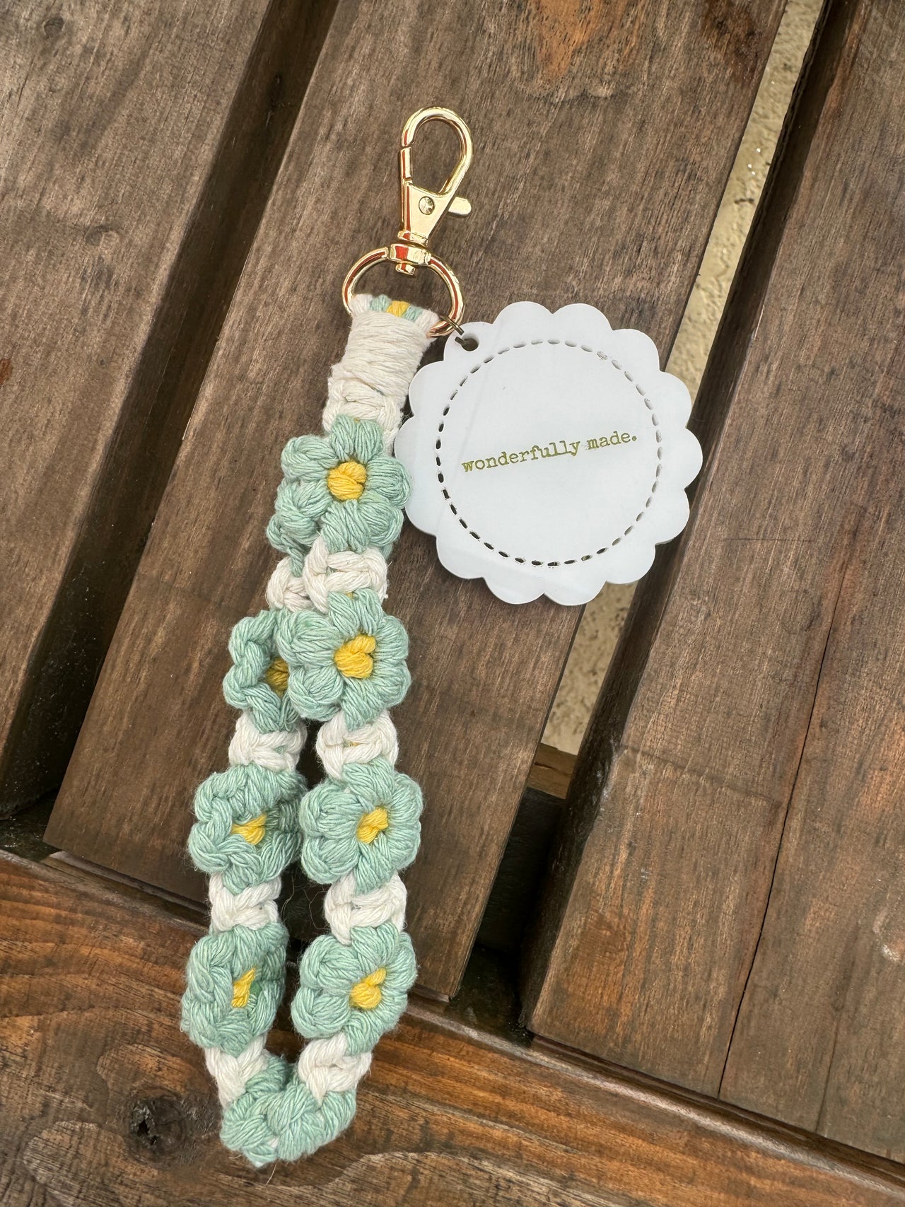 Macrame Flower Keychain - Wonderfully Made