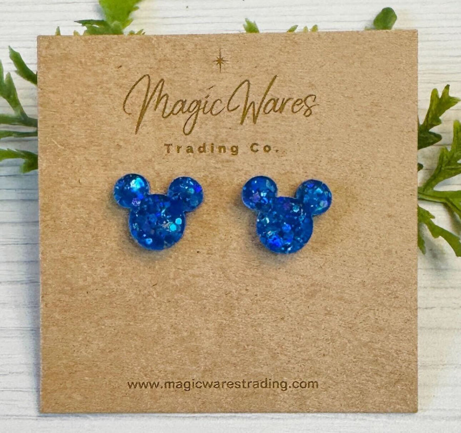 Stud Blue Glitter Earrings