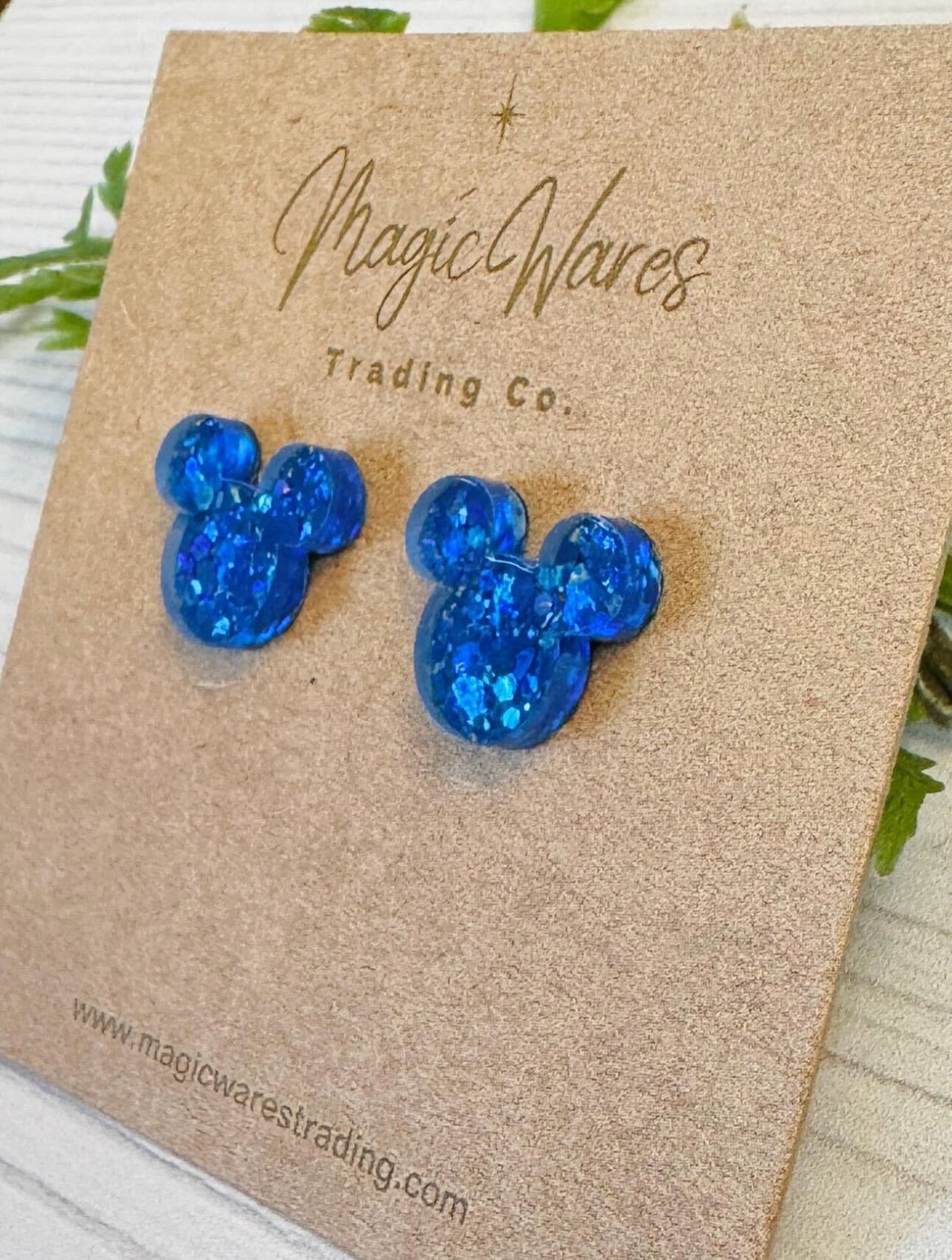 Stud Blue Glitter Earrings