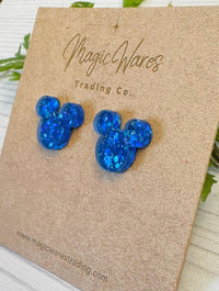 Thumbnail for Stud Blue Glitter Earrings