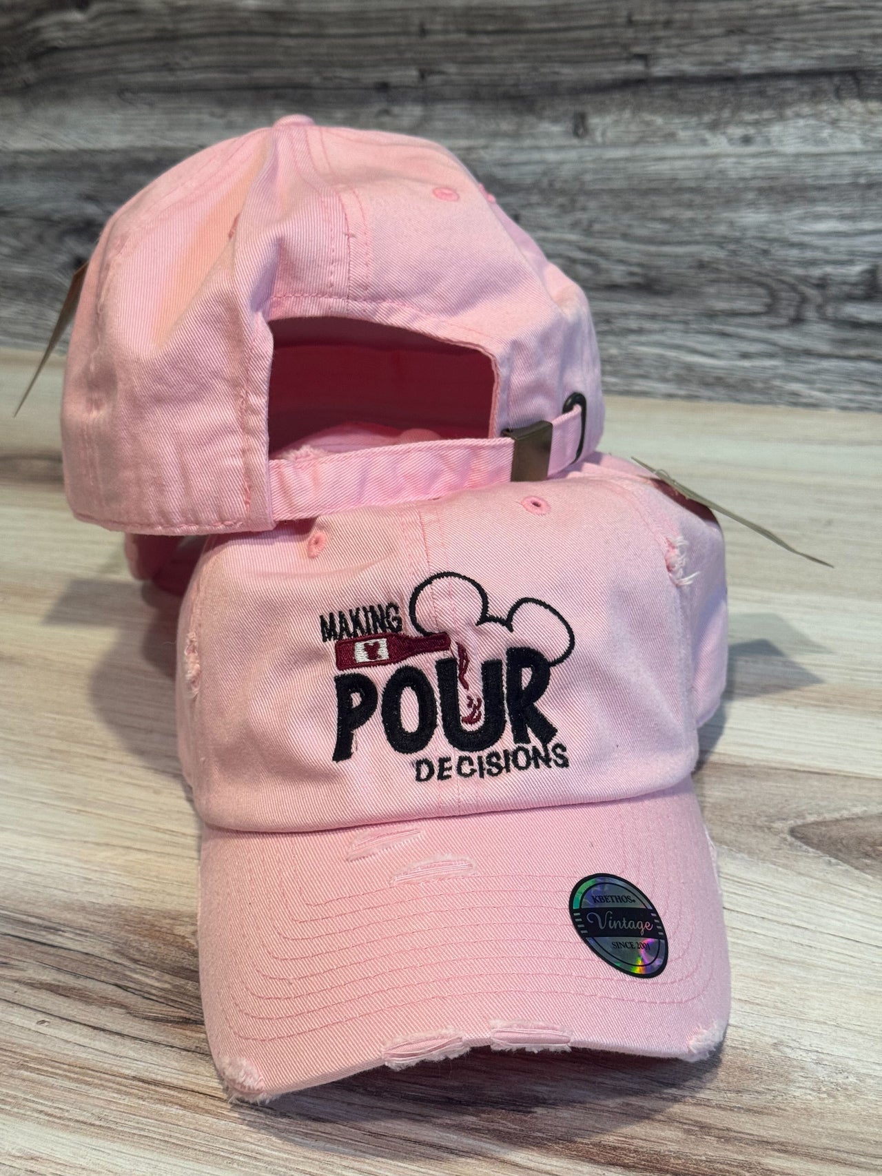 Pink Regular Embroidered Pour Decisions Hat  (Pre-Order)