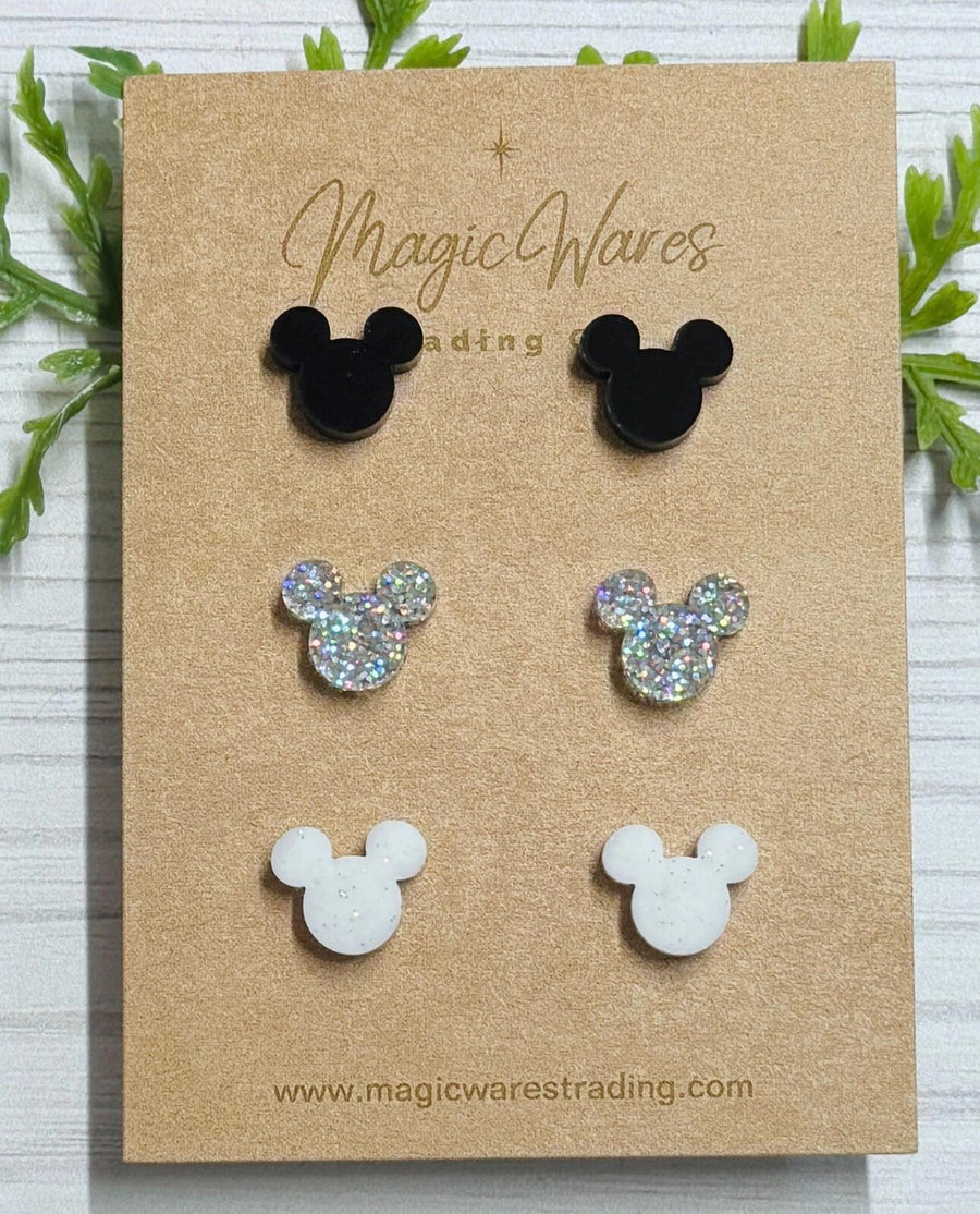 Monochrome Mouse Stud Earrings (Pre-Order)