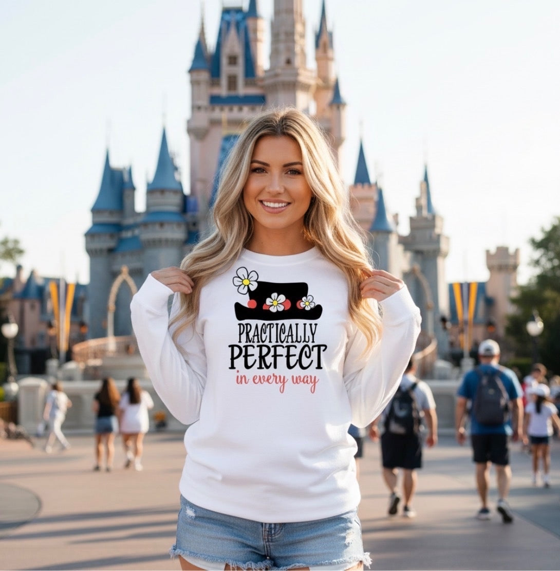 Long Sleeves -White Practically Perfect Tee  (Pre-Order)