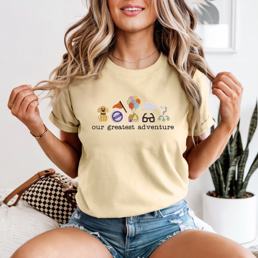 Banana Embroidered Our Greatest Adventure  Tee  (pre-order)