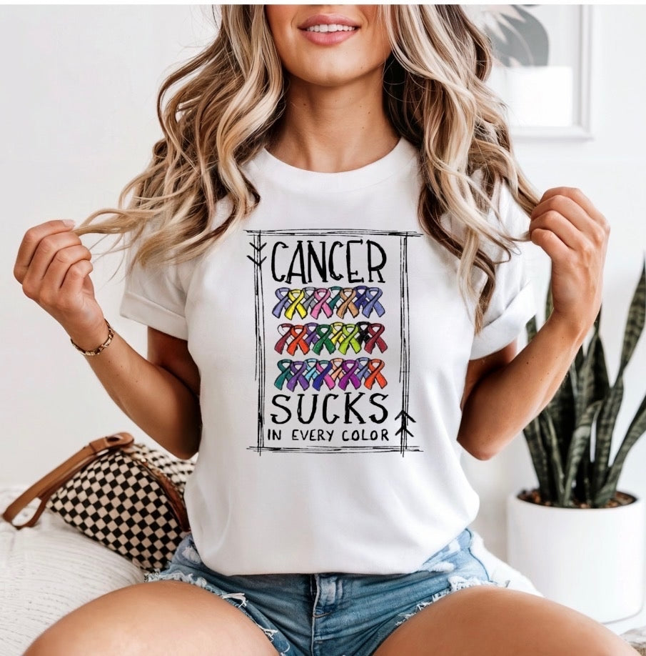 White Cancer Sucks In Every Color Tee  (Pre-Order)