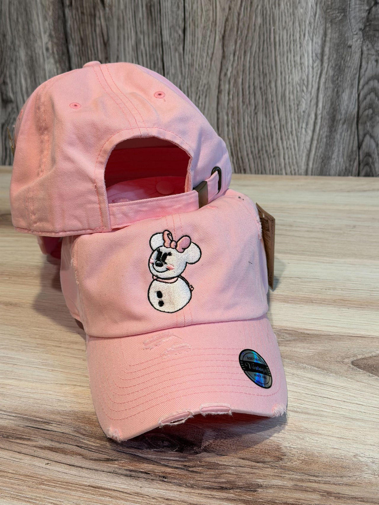 Regular Pink Embroidered Snow Girl Hat