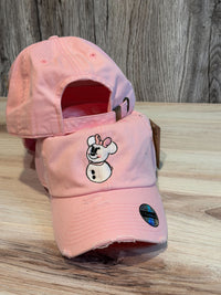 Thumbnail for Regular Pink Embroidered Snow Girl Hat