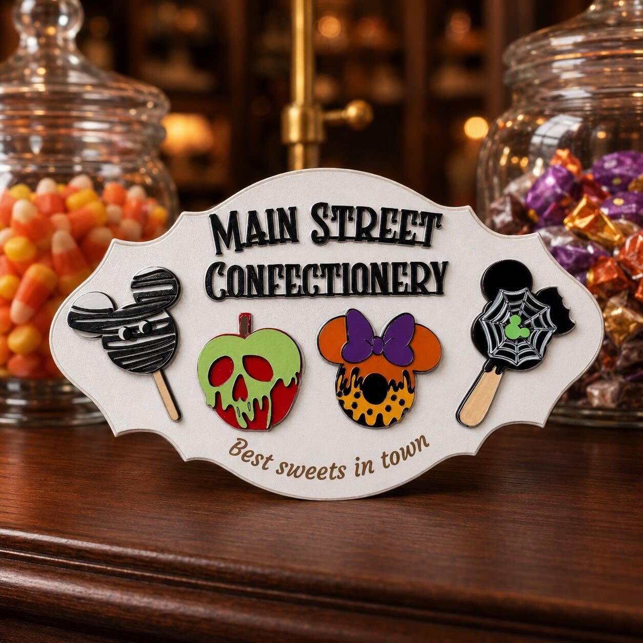 Spooky Main Street Confectionery Wooden Signs (Pre-Order)