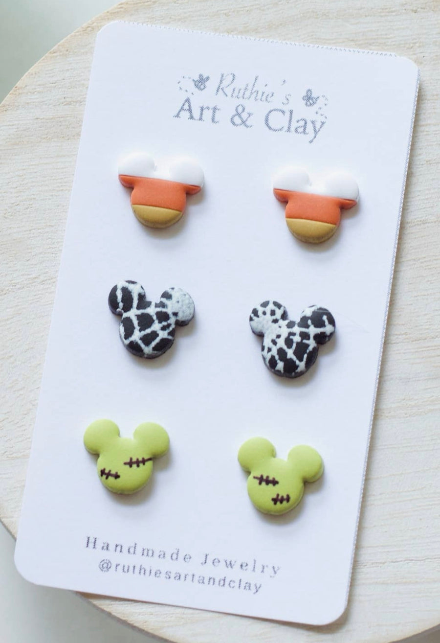 Clay Stud Halloween Trio Earrings (Pre-Order)