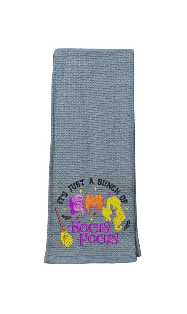 Grey Bunch Of Hocus Pocus Embroidered Kitchen Towel  (Pre-Order)
