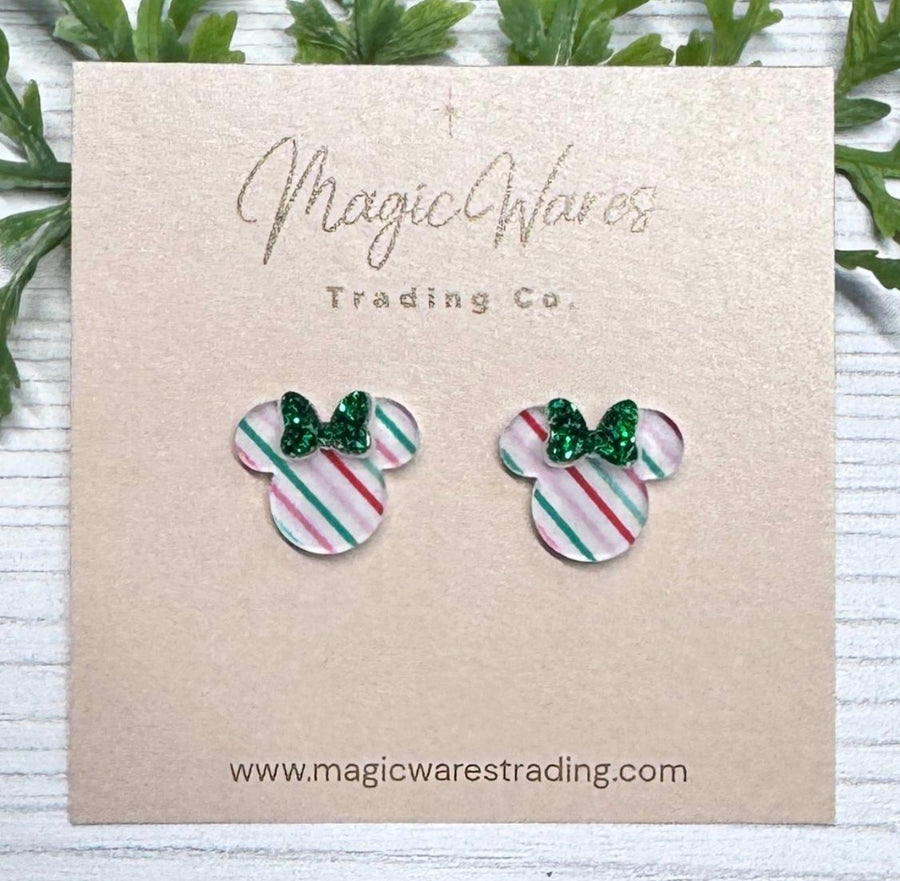 Stud Pastel Striped Christmas Earrings (Pre-Order)