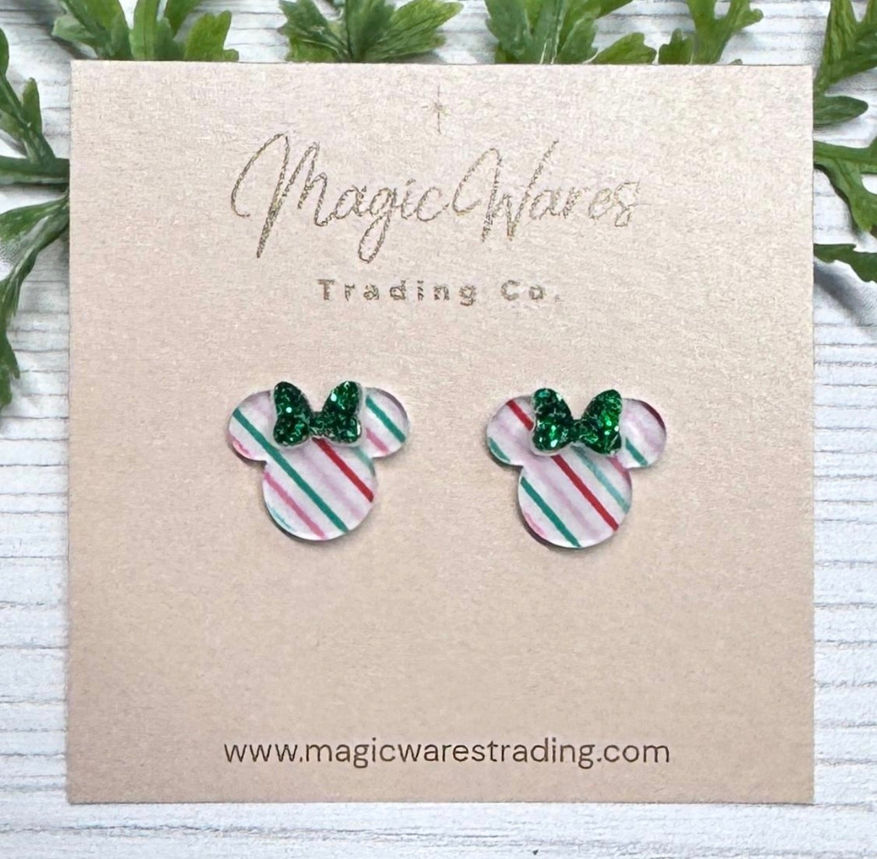 Stud Pastel Striped Christmas Earrings (Pre-Order)
