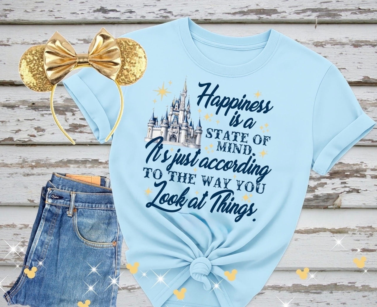 Chambray Happiness Is A State Of Mind Tee (Pre-Order)