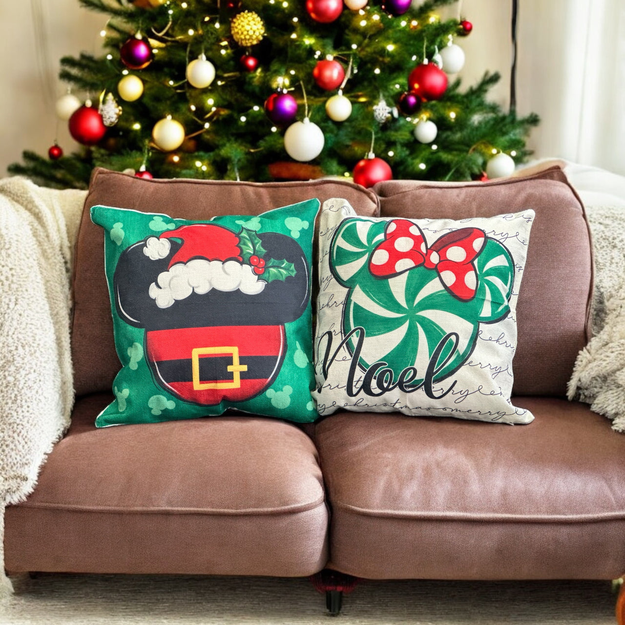 Set of 2 Decorative Christmas Throw Pillow Covers