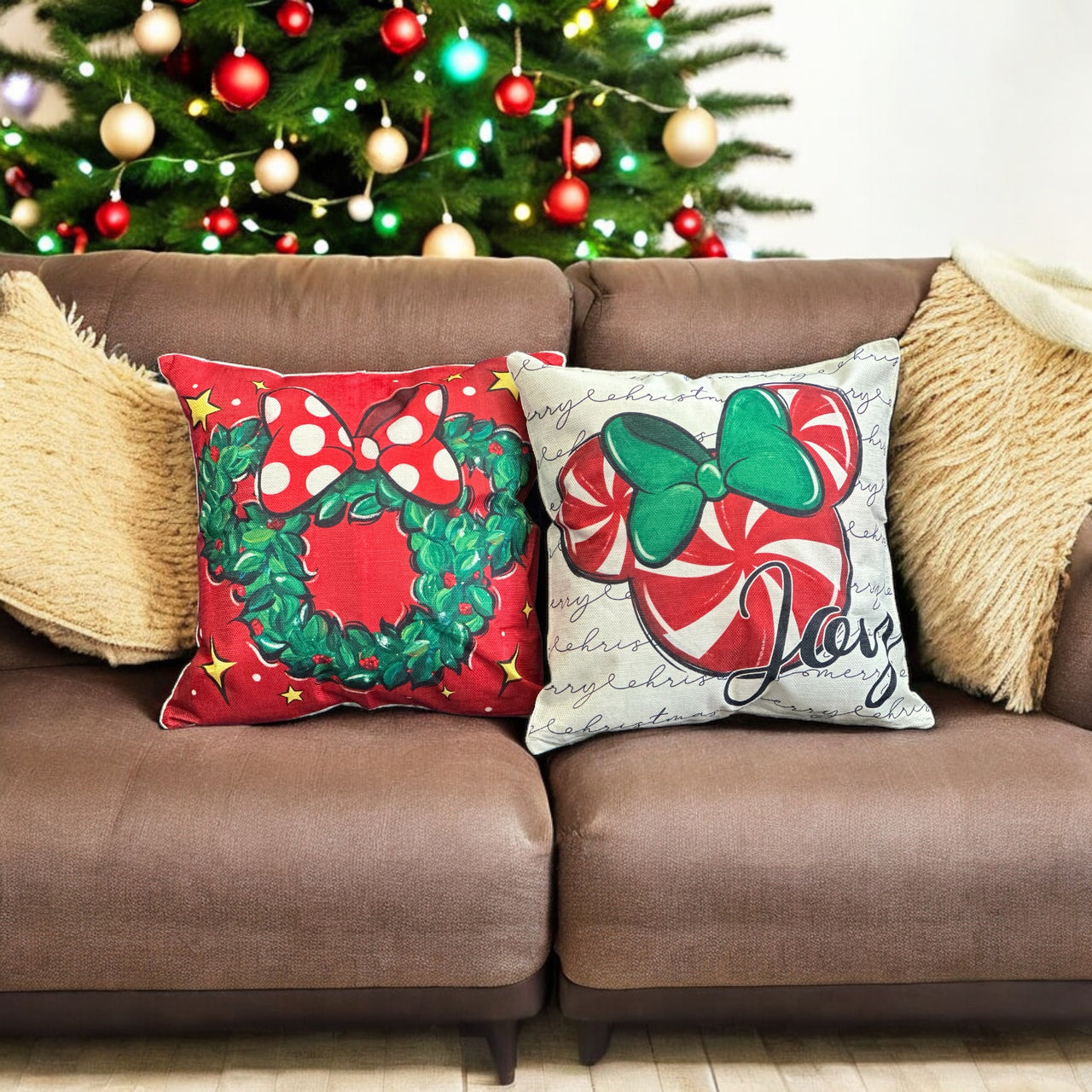 Set of 2 Decorative Christmas Throw Pillow Covers