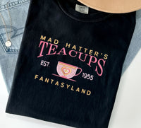 Thumbnail for Black Mad Hatter's Tea Cups Tee