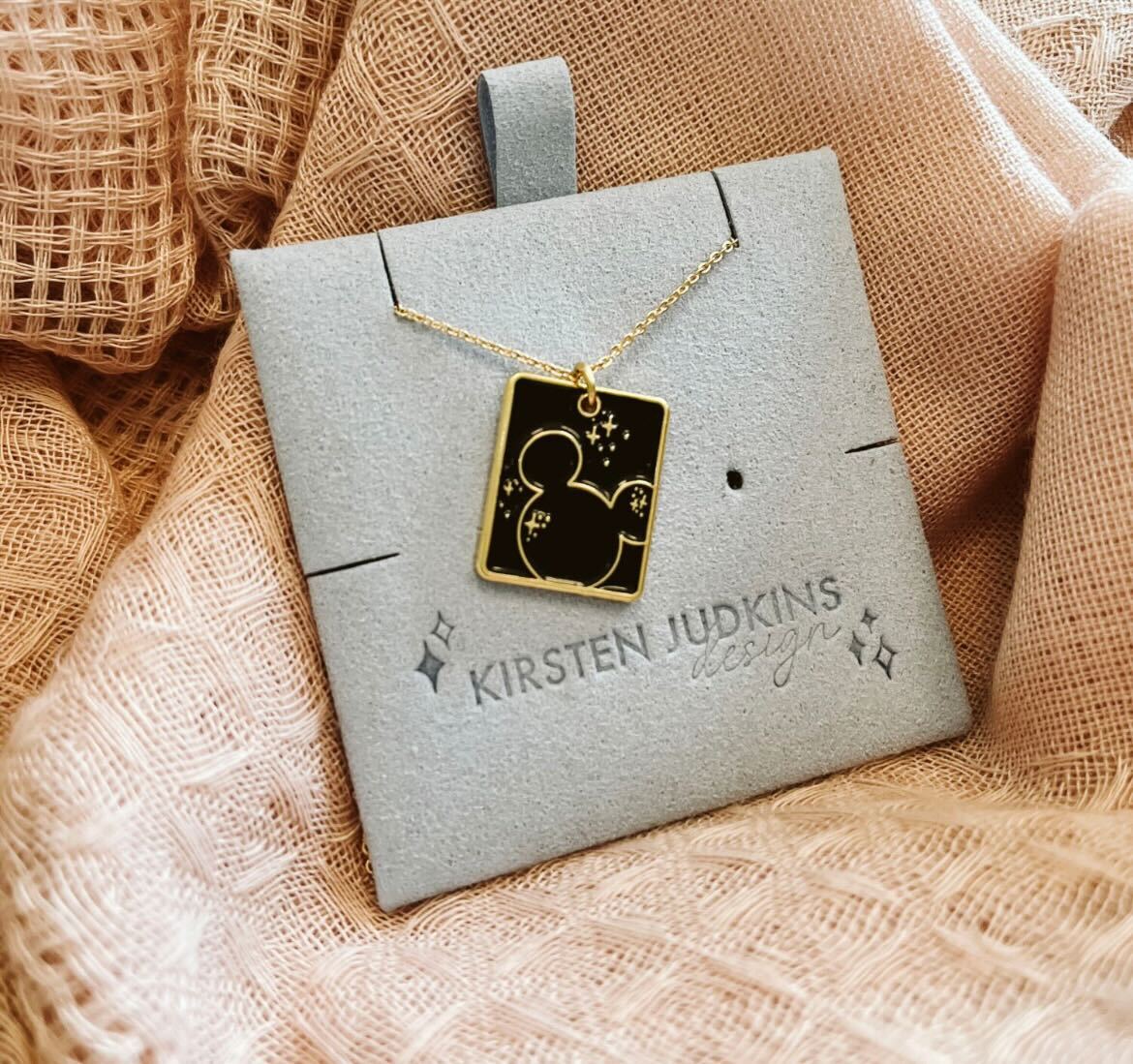 Minimal Mouse Enamel Gold Plate Necklace