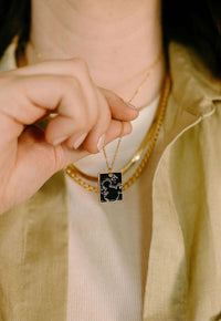 Thumbnail for Minimal Mouse Enamel Gold Plate Necklace