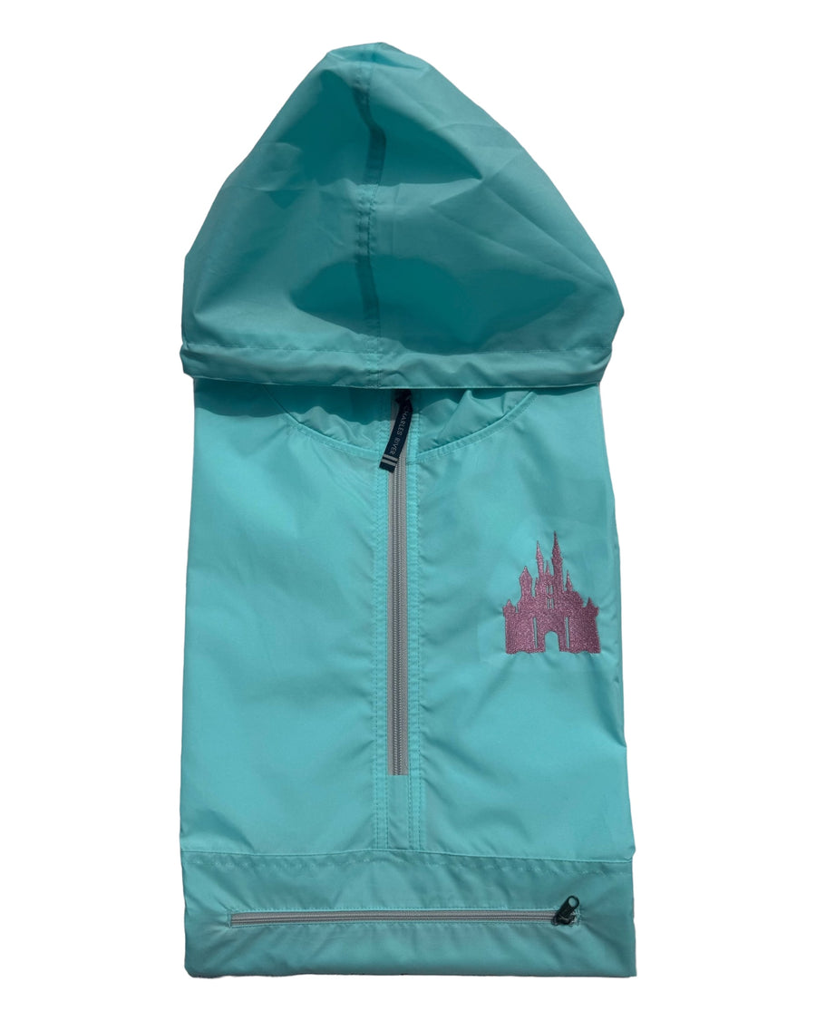 Aqua Quarter Zip Charles River Rain Jacket- Metallic Pink Castle