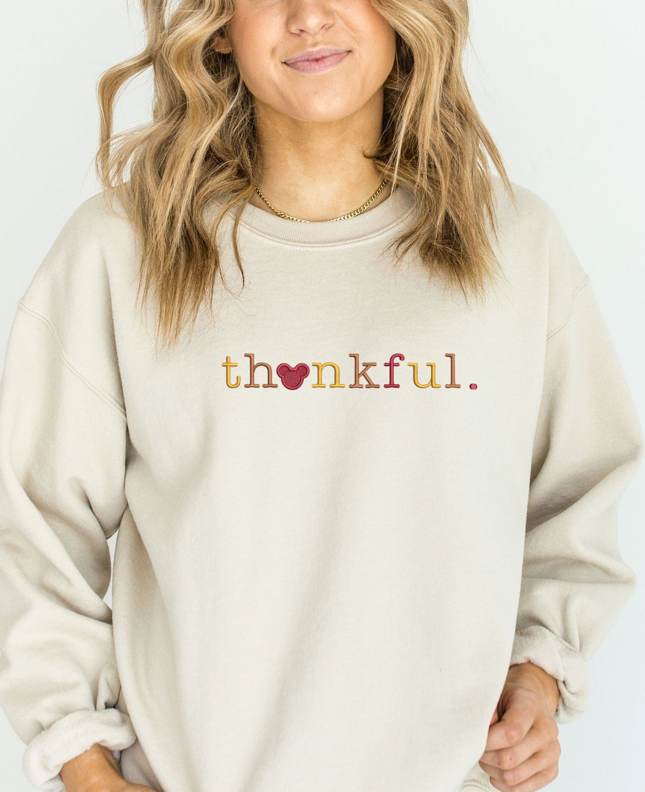 Embroidered Thankful Crewneck