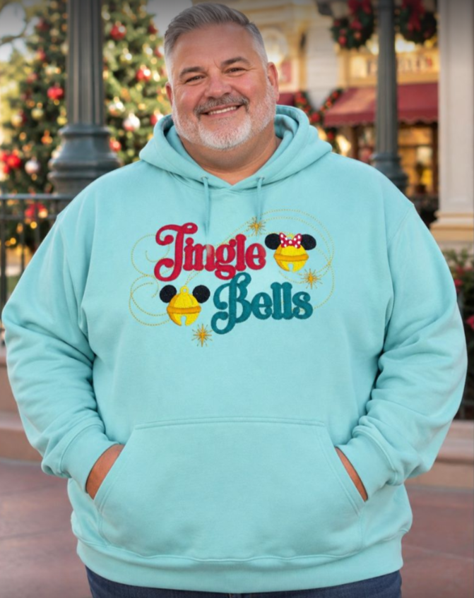 Hoodie - Light Green Embroidered Jingle Bells