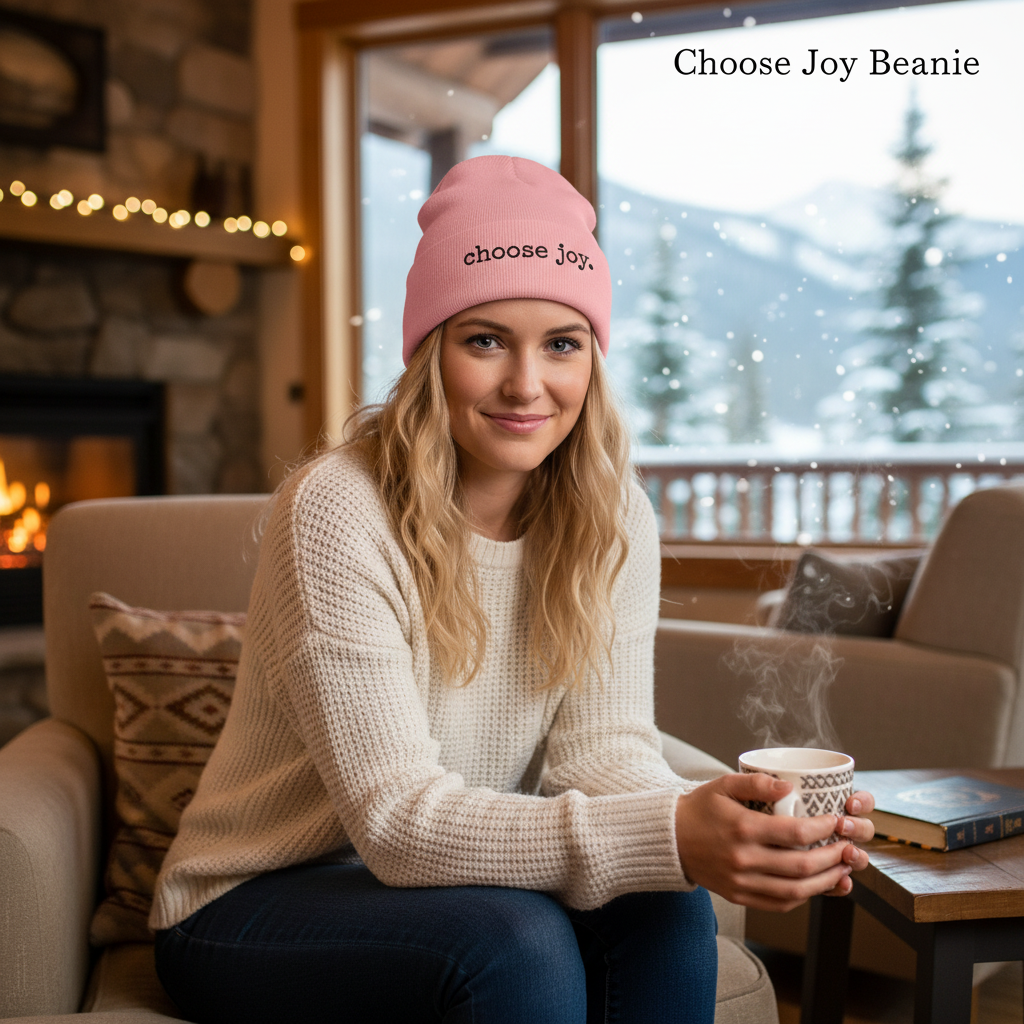 Choose Joy Embroidered Cuffed Beanie