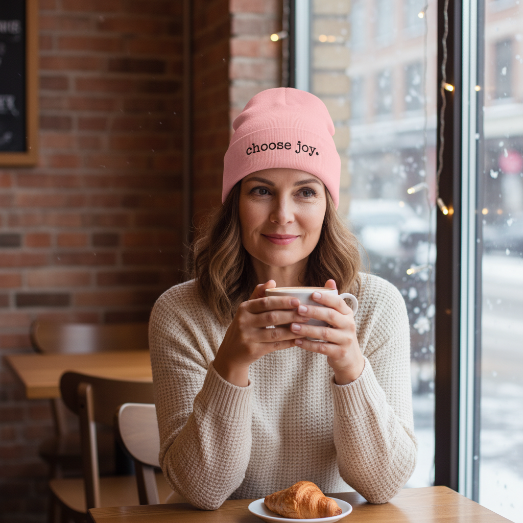 Choose Joy Embroidered Cuffed Beanie