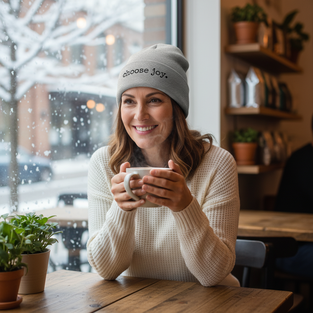 Choose Joy Embroidered Cuffed Beanie
