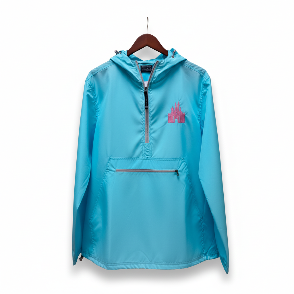Aqua Quarter Zip Charles River Rain Jacket- Metallic Pink Castle