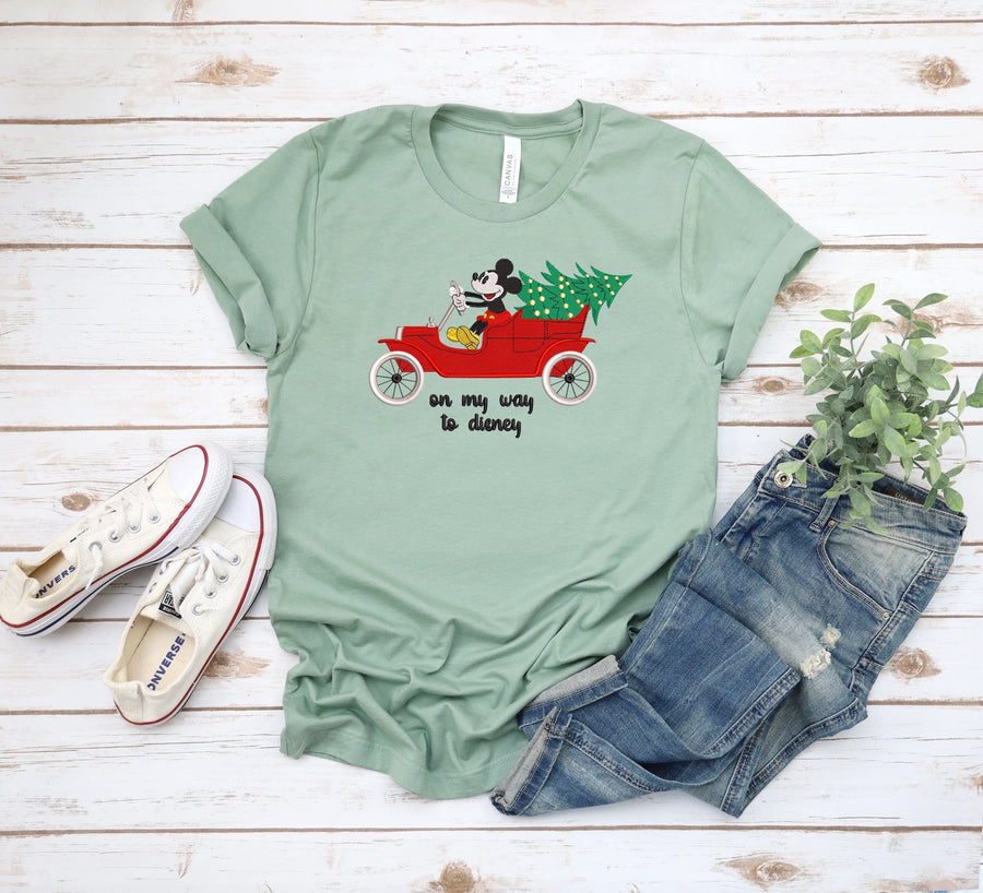 Sage Embroidered On My Way To Disney Tee (Pre-Order)
