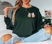 Thumbnail for Long Sleeves Embroidered Hot Cocoa Ducks Forest Green (Pre-Order)