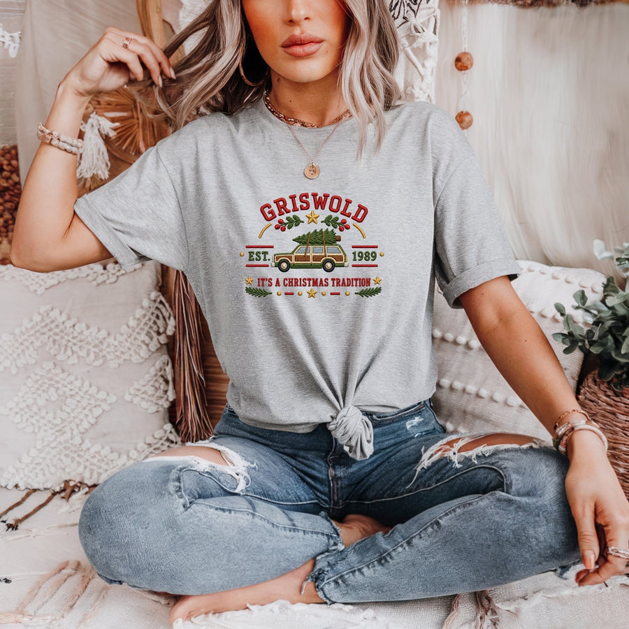 Sports Grey Christmas Tradition Embroidered Tee (Pre-Order)
