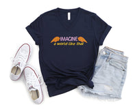 Thumbnail for V-Neck Embroidered Navy Imagine A World Like That Tee (Pre-Order)